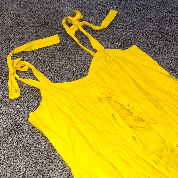 Like New!!  Urban Outfitters yellow midi summer dress with buttons! Super Cute!! - Picture 5 of 5